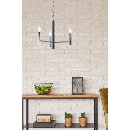 Elegant Carmella 3 Lights Pendant - Chrome, L 17" (LD7059D17C)