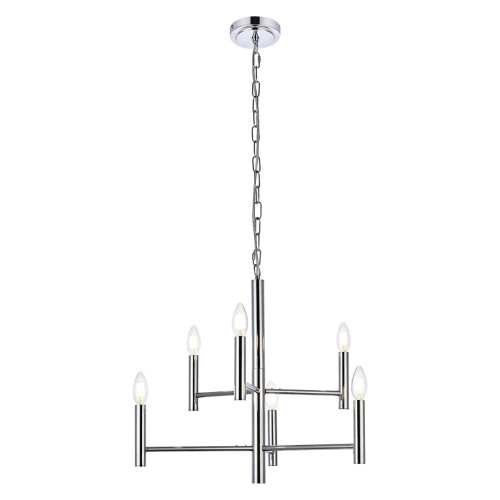 Elegant Carmella 3 Lights Pendant - Chrome, L 22" (LD7060D22C)