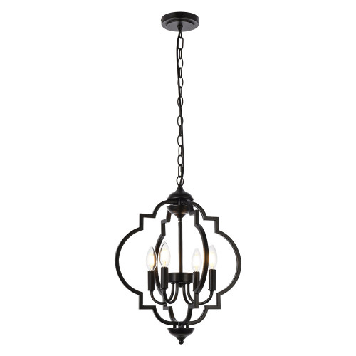 Elegant Sandara 4 Lights Pendant - Black, L 16" (LD7064D16BK)