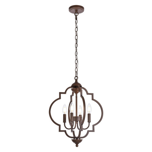 Elegant Sandara 4 Lights Pendant - Weathered Oak, L 16" (LD7064D16WOK)