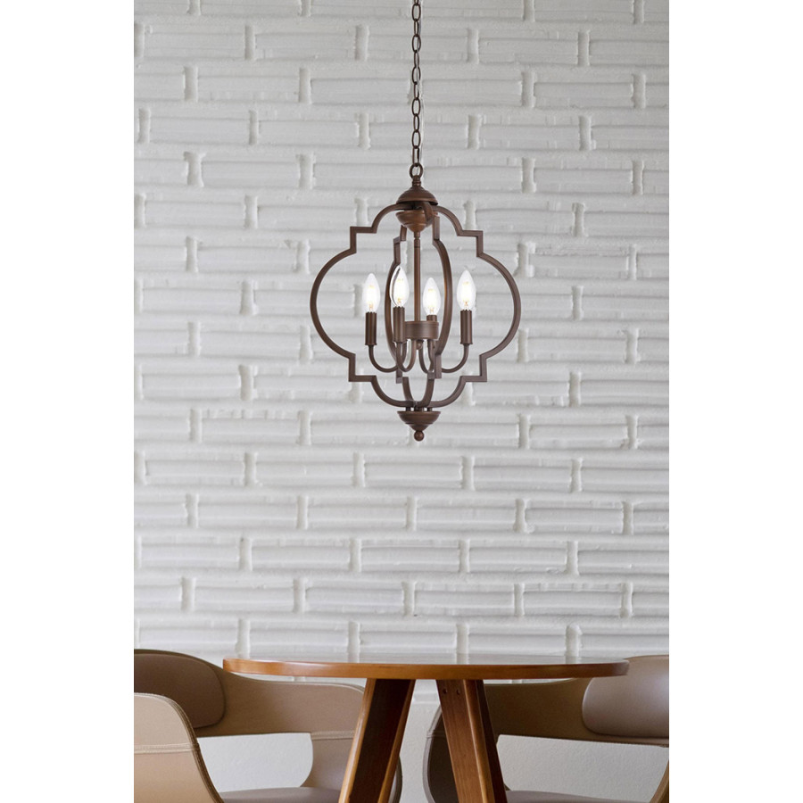 Elegant Sandara 4 Lights Pendant - Weathered Oak, L 16" (LD7064D16WOK)