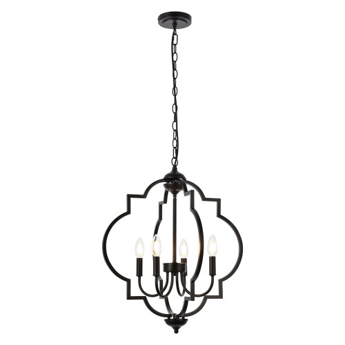 Elegant Sandara 4 Lights Pendant - Black, L 20" (LD7065D20BK)