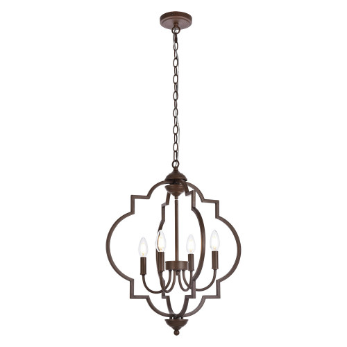 Elegant Sandara 4 Lights Pendant - Weathered Oak, L 20" (LD7065D20WOK)