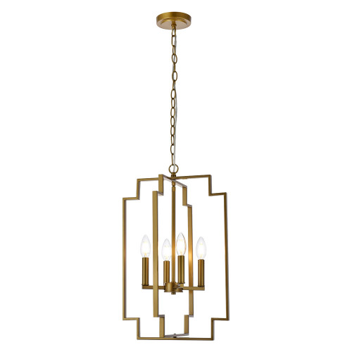 Elegant Rosenfeld 4 Lights Pendant - Brass (LD7066D14BR)