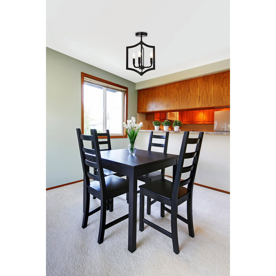 Elegant Kiera 3 Lights Flush Mount - Black, L 12" (LD7067F12BK)