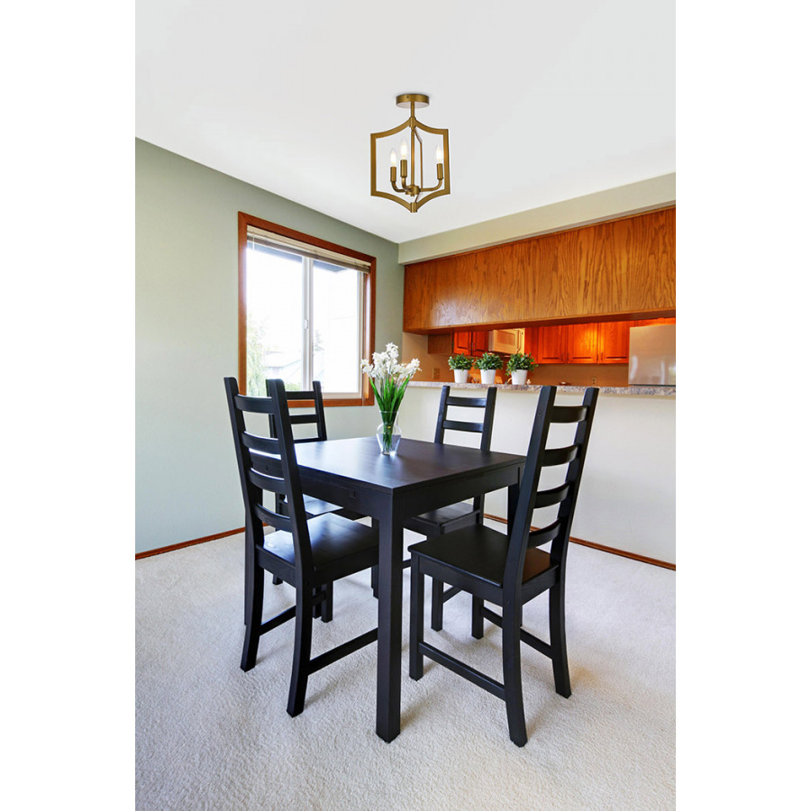 Elegant Kiera 3 Lights Flush Mount - Brass, L 12" (LD7067F12BR)