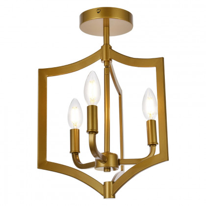 Elegant Kiera 3 Lights Flush Mount - Brass, L 12" (LD7067F12BR)