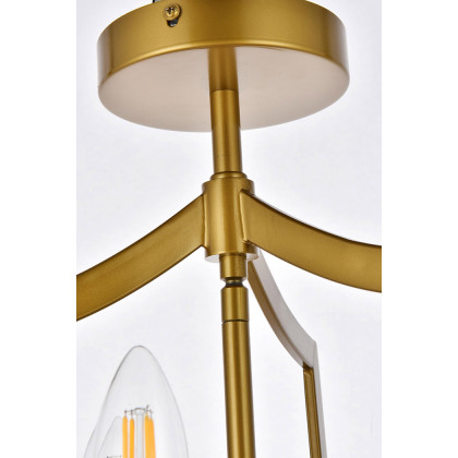 Elegant Kiera 3 Lights Flush Mount - Brass, L 12" (LD7067F12BR)