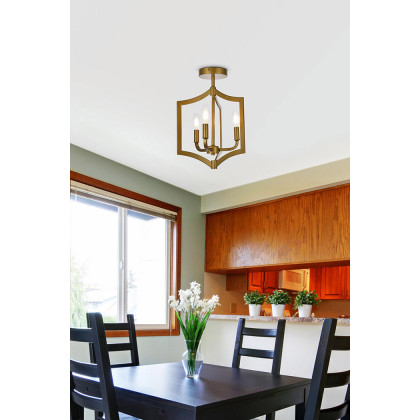 Elegant Kiera 3 Lights Flush Mount - Brass, L 12" (LD7067F12BR)