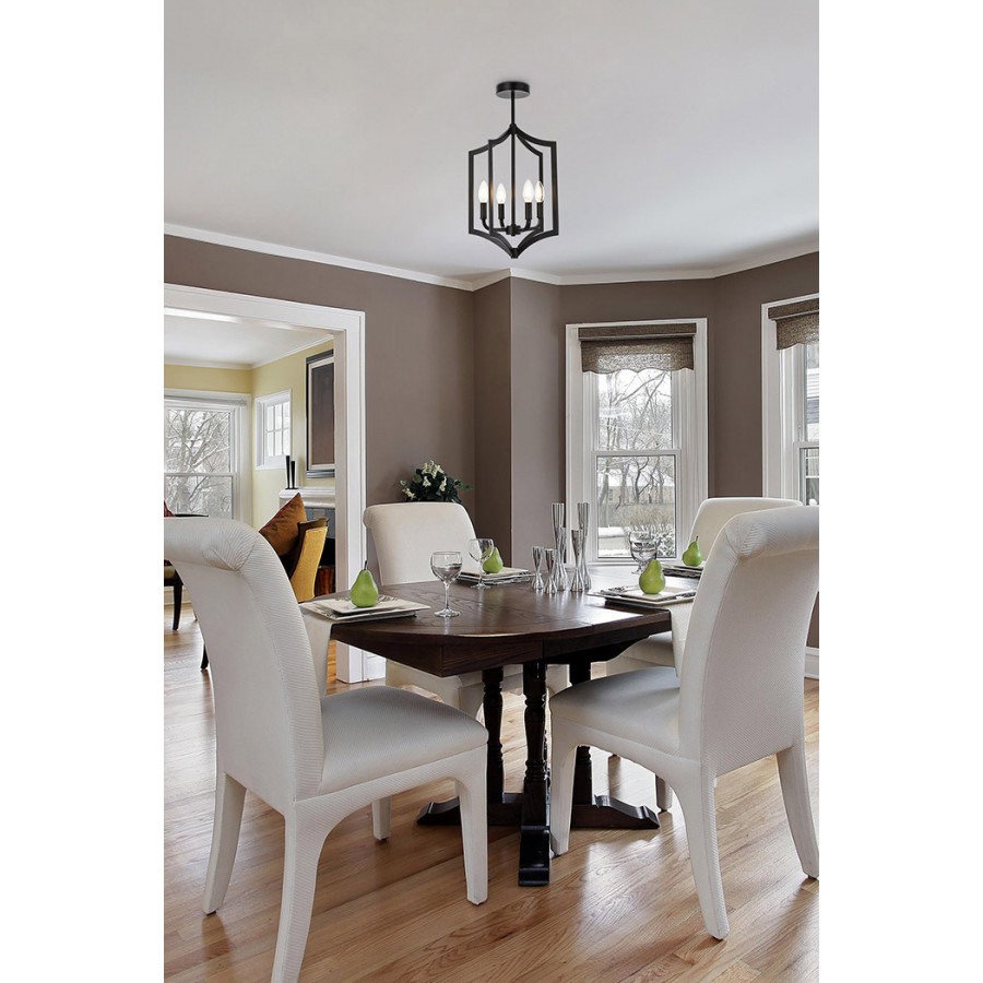 Elegant Kiera 3 Lights Flush Mount - Black, L 14" (LD7068F14BK)