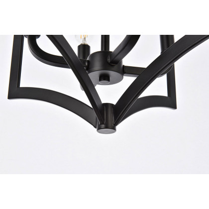 Elegant Kiera 3 Lights Flush Mount - Black, L 14" (LD7068F14BK)