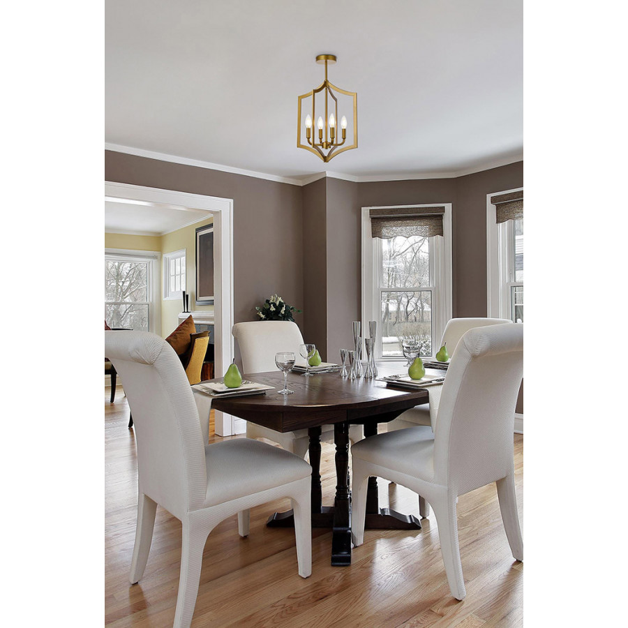 Elegant Kiera 3 Lights Flush Mount - Brass, L 14" (LD7068F14BR)
