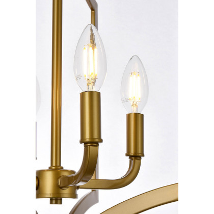 Elegant Kiera 3 Lights Flush Mount - Brass, L 14" (LD7068F14BR)