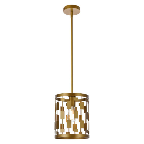 Elegant Levante 1 Light Pendant - Brass, L 9" (LD7073D9BR)