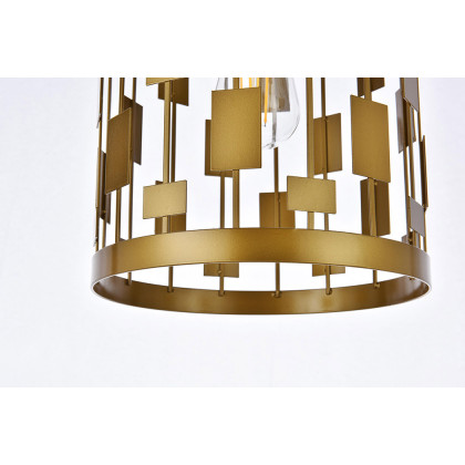 Elegant Levante 1 Light Pendant - Brass, L 9" (LD7073D9BR)