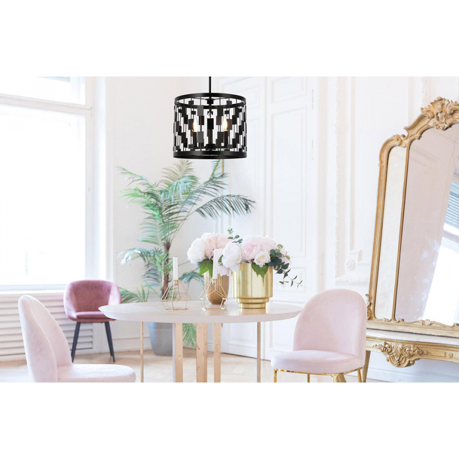 Elegant Levante 1 Light Pendant - Black, L 14" (LD7074D14BK)
