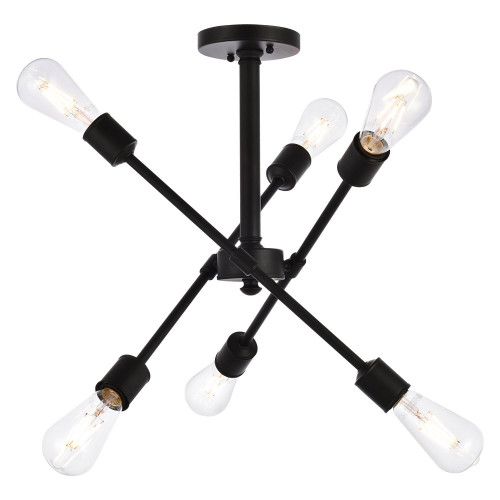 Elegant Axel 6-Light Semi-Flush Mount - Matte Black, L 17" (LD8003D17BLA)