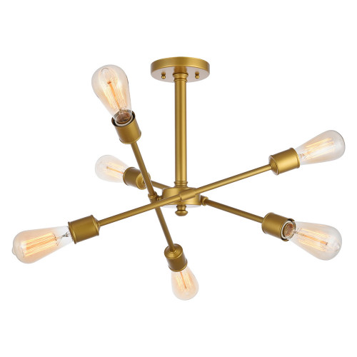 Elegant Axel 6-Light Semi-Flush Mount - Brass, L 17" (LD8003D17BR)