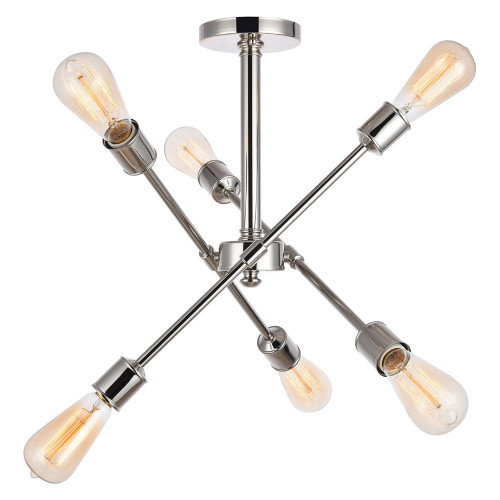 Elegant Axel 6-Light Semi-Flush Mount - Polished Nickel, L 17" (LD8003D17PN)