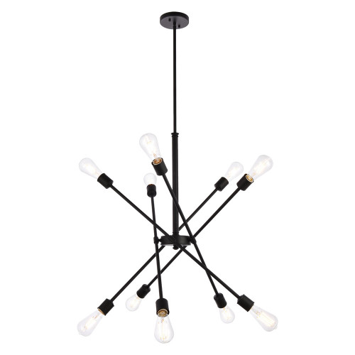 Elegant Axel 6-Light Semi-Flush Mount - Black/Gold, L 27.2" (LD8003D28BLA)