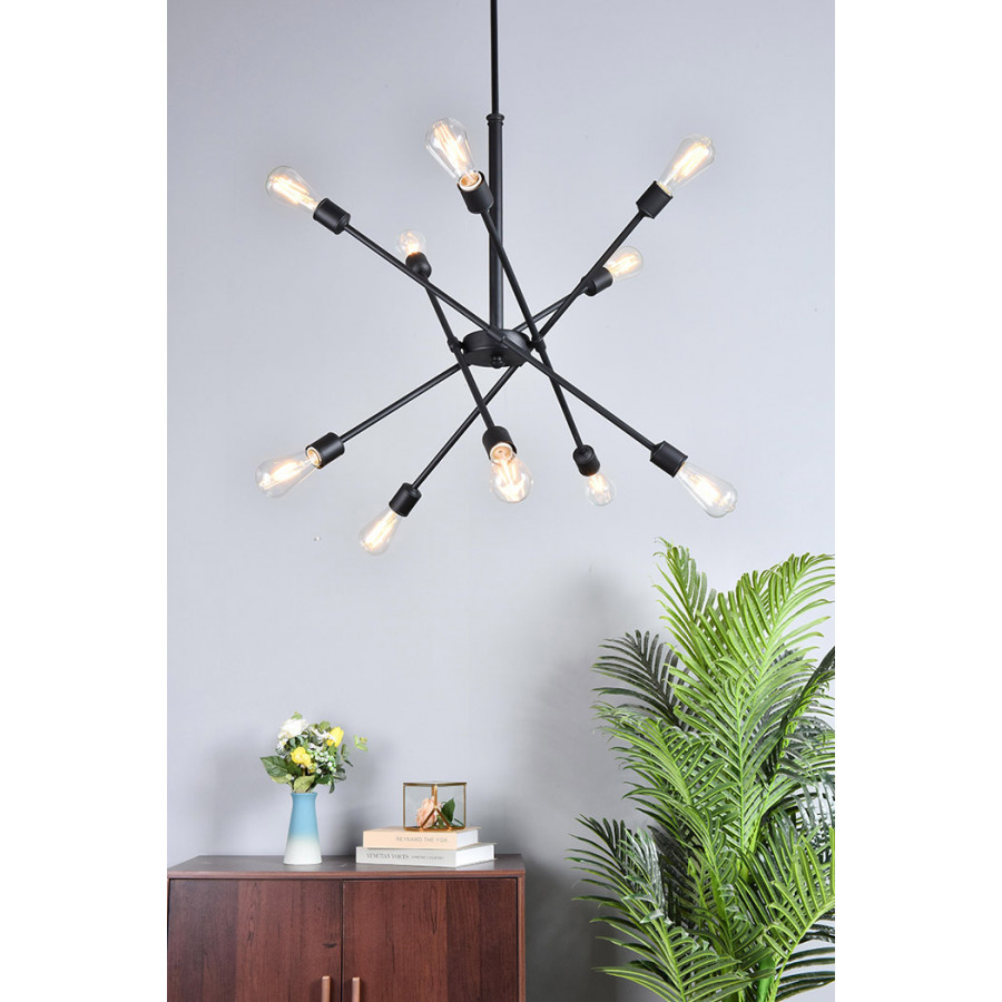 Elegant Axel 6-Light Semi-Flush Mount - Black/Gold, L 27.2" (LD8003D28BLA)