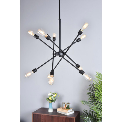 Elegant Axel 6-Light Semi-Flush Mount - Black/Gold, L 27.2" (LD8003D28BLA)