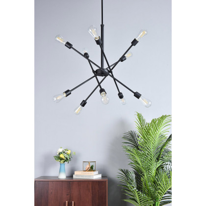 Elegant Axel 6-Light Semi-Flush Mount - Black/Gold, L 27.2" (LD8003D28BLA)