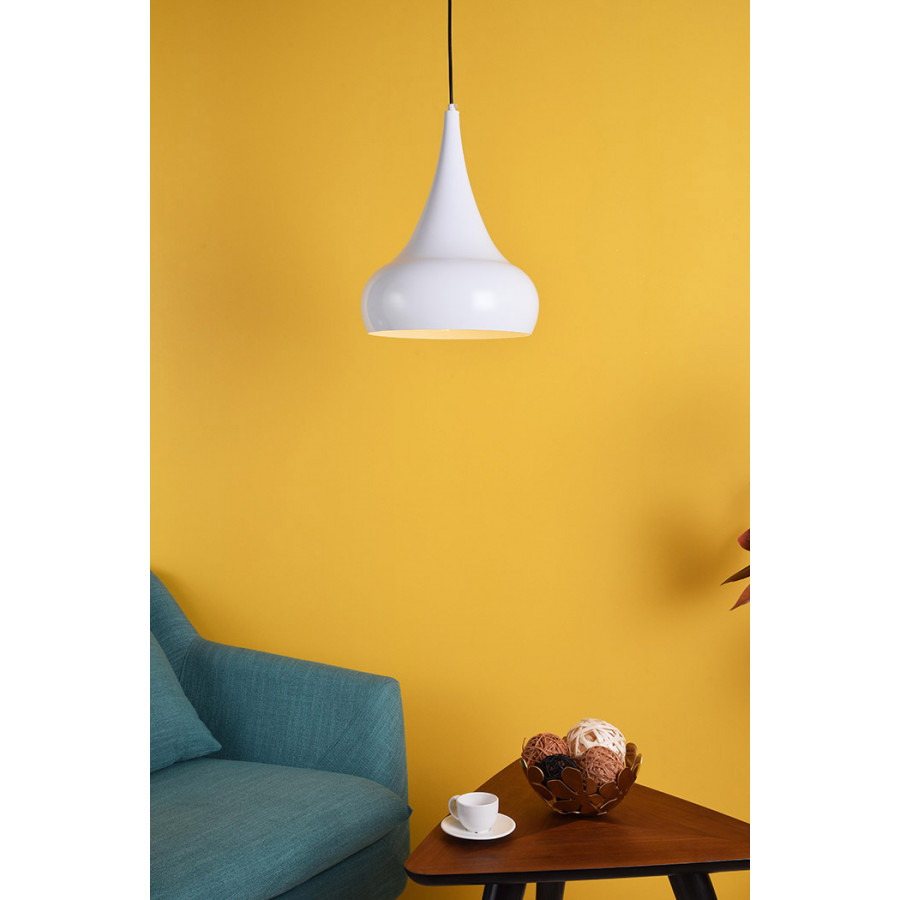 Elegant Circa 1-Light Pendant - White, L 11.5" (LDPD2047WH)