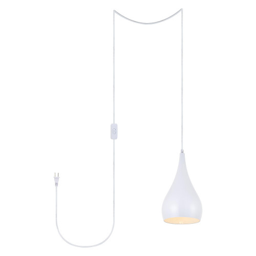 Elegant Nora 1 Light Plug-In Pendant - White (LDPG2001WH)
