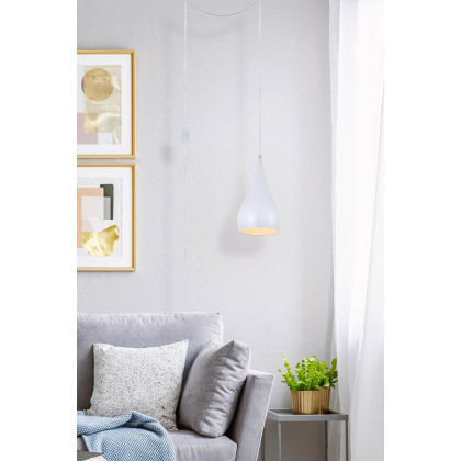 Elegant Nora 1 Light Plug-In Pendant - White (LDPG2001WH)