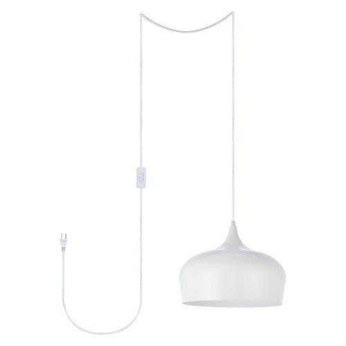 Elegant Nora 1 Light Plug-In Pendant - White (LDPG2003WH)