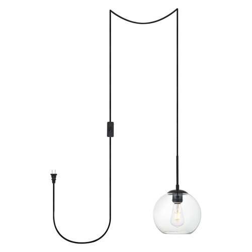 Elegant Baxter 1 Light Plug-In Pendant - Black, L 8" (LDPG2206BK)