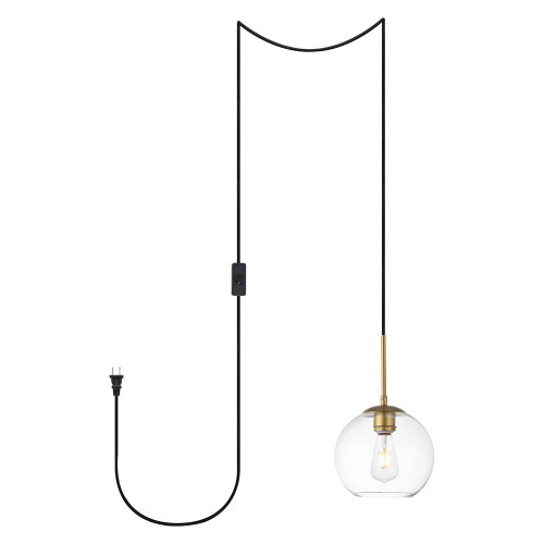 Elegant Baxter 1 Light Plug-In Pendant - Brass, L 8" (LDPG2206BR)
