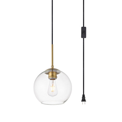 Elegant Baxter 1 Light Plug-In Pendant - Brass, L 8" (LDPG2206BR)