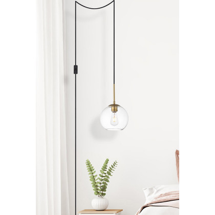 Elegant Baxter 1 Light Plug-In Pendant - Brass, L 8" (LDPG2206BR)