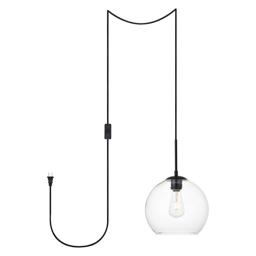 Elegant Baxter 1 Light Plug-In Pendant - Black, L 10" (LDPG2212BK)