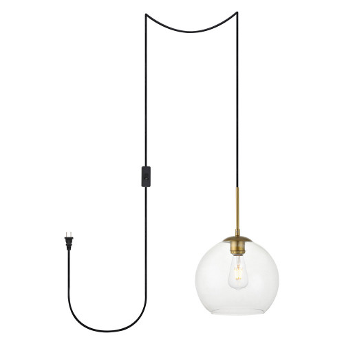 Elegant Baxter 1 Light Plug-In Pendant - Brass, L 10" (LDPG2212BR)