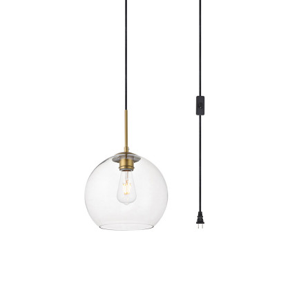 Elegant Baxter 1 Light Plug-In Pendant - Brass, L 10" (LDPG2212BR)