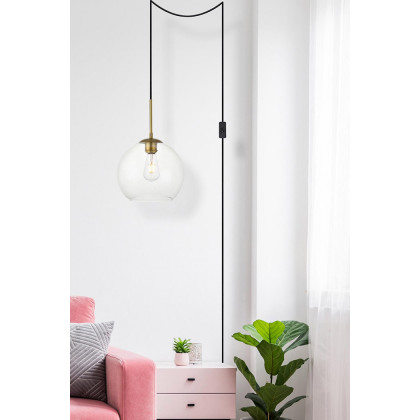 Elegant Baxter 1 Light Plug-In Pendant - Brass, L 10" (LDPG2212BR)