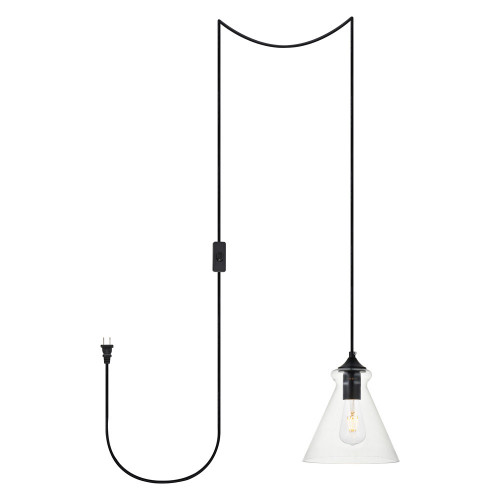 Elegant Destry 1 Light Plug-In Pendant - Black (LDPG2244BK)