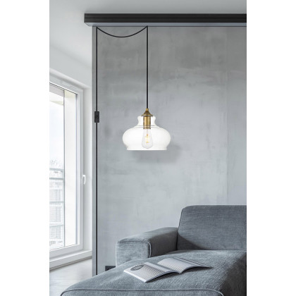 Elegant Destry 1 Light Plug-In Pendant - Brass, L 9.4" (LDPG2246BR)