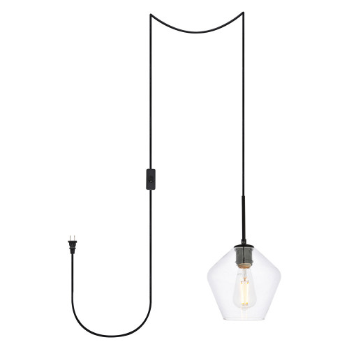 Elegant Gene 1 Light Plug-In Pendant - Black (LDPG2256BK)