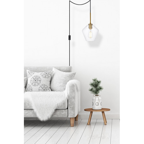 Elegant Gene 1 Light Plug-In Pendant - Brass (LDPG2256BR)