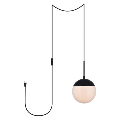 Elegant Eclipse 1 Light Plug - Black/Glass Matte, L 8" (LDPG6026BK)