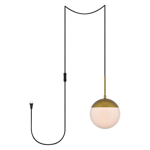 Elegant Eclipse 1 Light Plug - Brass/Glass Matte, L 8" (LDPG6030BR)