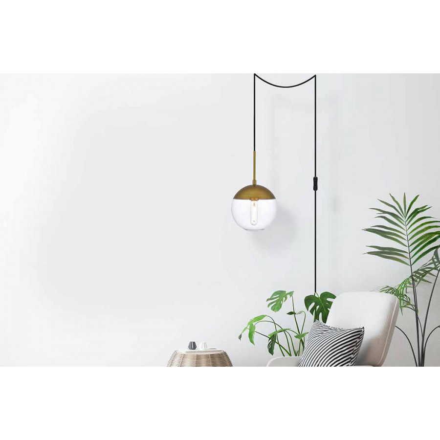 Elegant Eclipse 1 Light Plug - Brass, L 8" (LDPG6031BR)