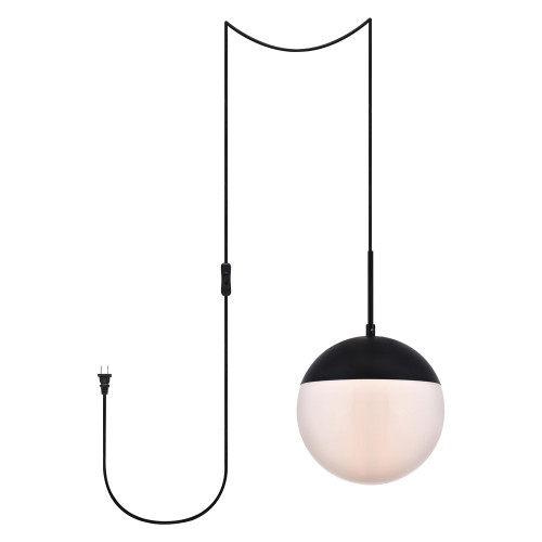 Elegant Eclipse 1 Light Plug - Black/Glass Matte, L 10" (LDPG6032BK)