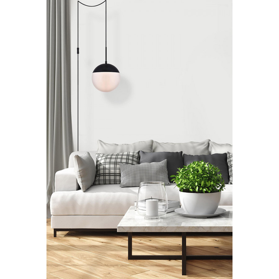 Elegant Eclipse 1 Light Plug - Black/Glass Matte, L 10" (LDPG6032BK)
