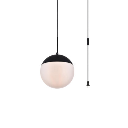 Elegant Eclipse 1 Light Plug - Black/Glass Matte, L 10" (LDPG6032BK)