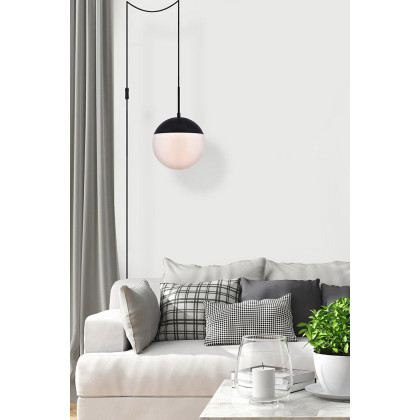Elegant Eclipse 1 Light Plug - Black/Glass Matte, L 10" (LDPG6032BK)